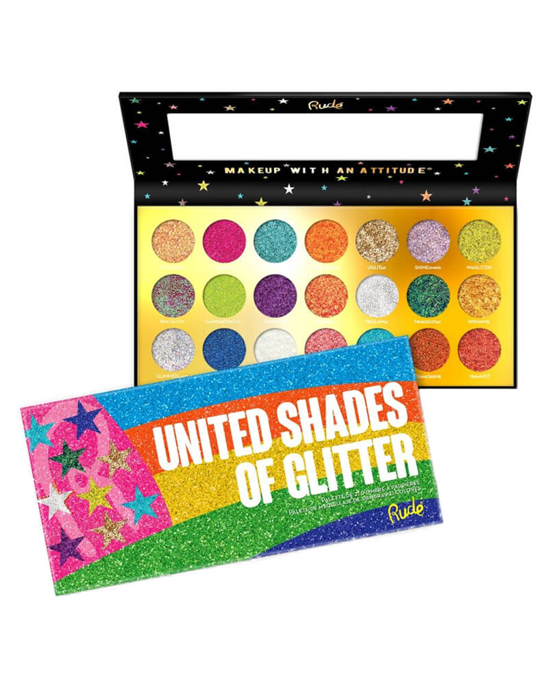 Rude Cosmetics United Shades of Glitter 21 Pressed Glitter Palette (U) 23 g